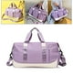 thumbnail image 5 of Bolsa de deporte de lona de gimnasio con bolsillo de separación húmedo seco, bolsa impermeable de Fitness de viaje Paquete de natación Púrpura Macarena Duffel de deportes, 5 of 8