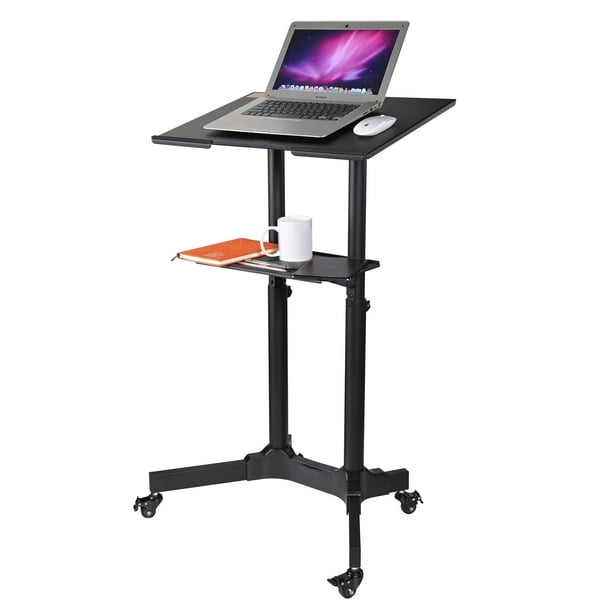 Yescom Portable Rolling Podium Mobile Standing Height Adjustable