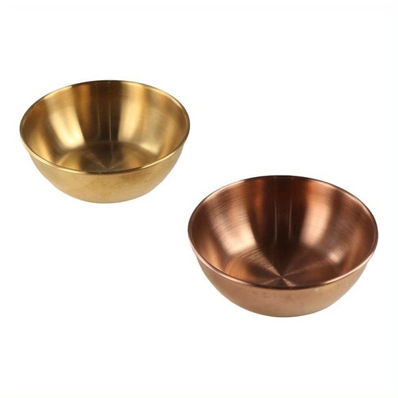 QUTETN Golden Sauce Dish Appetizer Serving Tray Stainless Steel Sauce Dishes Spice Dish Plates Kitchen Supplies