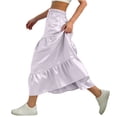 thumbnail image 4 of Atogsazn Kids Girls Summer Skirt Children's Casual Pleated High Waisted Dresses Boho Flowy Dress Outfit Clothes 03-Purple 13-14Years Fashion, 4 of 5