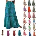 thumbnail image 2 of Summer Savings Clearance! Rciityk Women's Boho Long Skirts Sumemr Floral Print High Elastic Waist Pleated Skirt Loose A-line Vacation Beach Skirt, 2 of 5