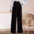 thumbnail image 4 of Favoffer Women's High Waist Suit Pants Solid Color Elastic Waist Straight Wide Leg Pocket Casual Work Trousers Business Office Bottom for Commute Travel, 4 of 8