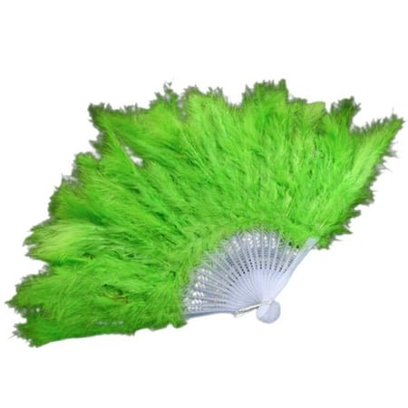 

GOODLIEST Dance Fan Performance Decoration Hand-craft Pretty Faux Peacock Feather Folding Fan