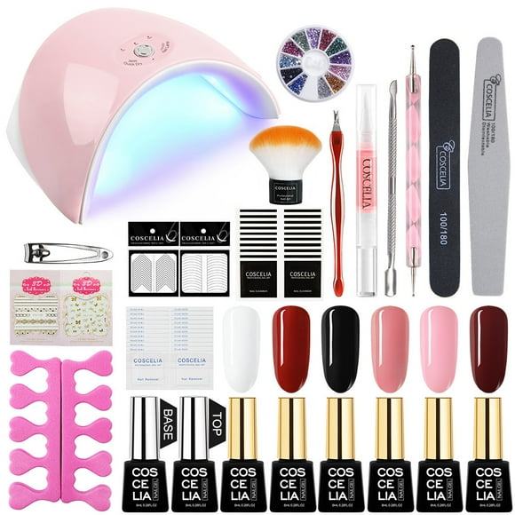 Nude Gel Lacquer 36W UV+LED Nail Lamp Starter Set Coscelia 6PCS Shellac UV Nail Polish 8ml UV Gel Set