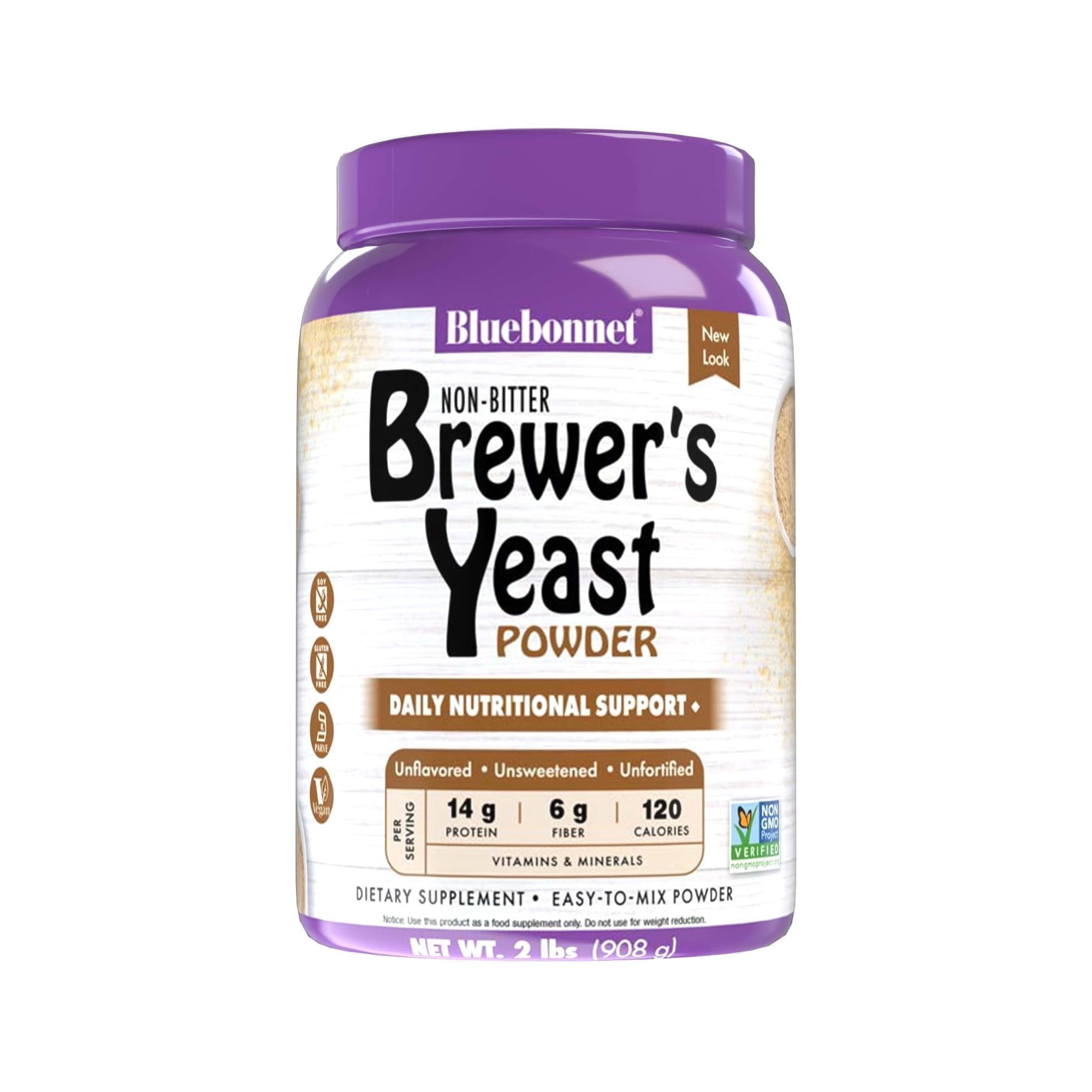 Bluebonnet Brewers Yeast Powder, Super Food, 15 Vitamins & Minerals, 2 lb Unflavored