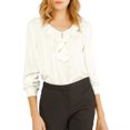 thumbnail image 6 of Allegra K Women's Ruffle V Neck Office Button Front Vintage Blouse, 6 of 7