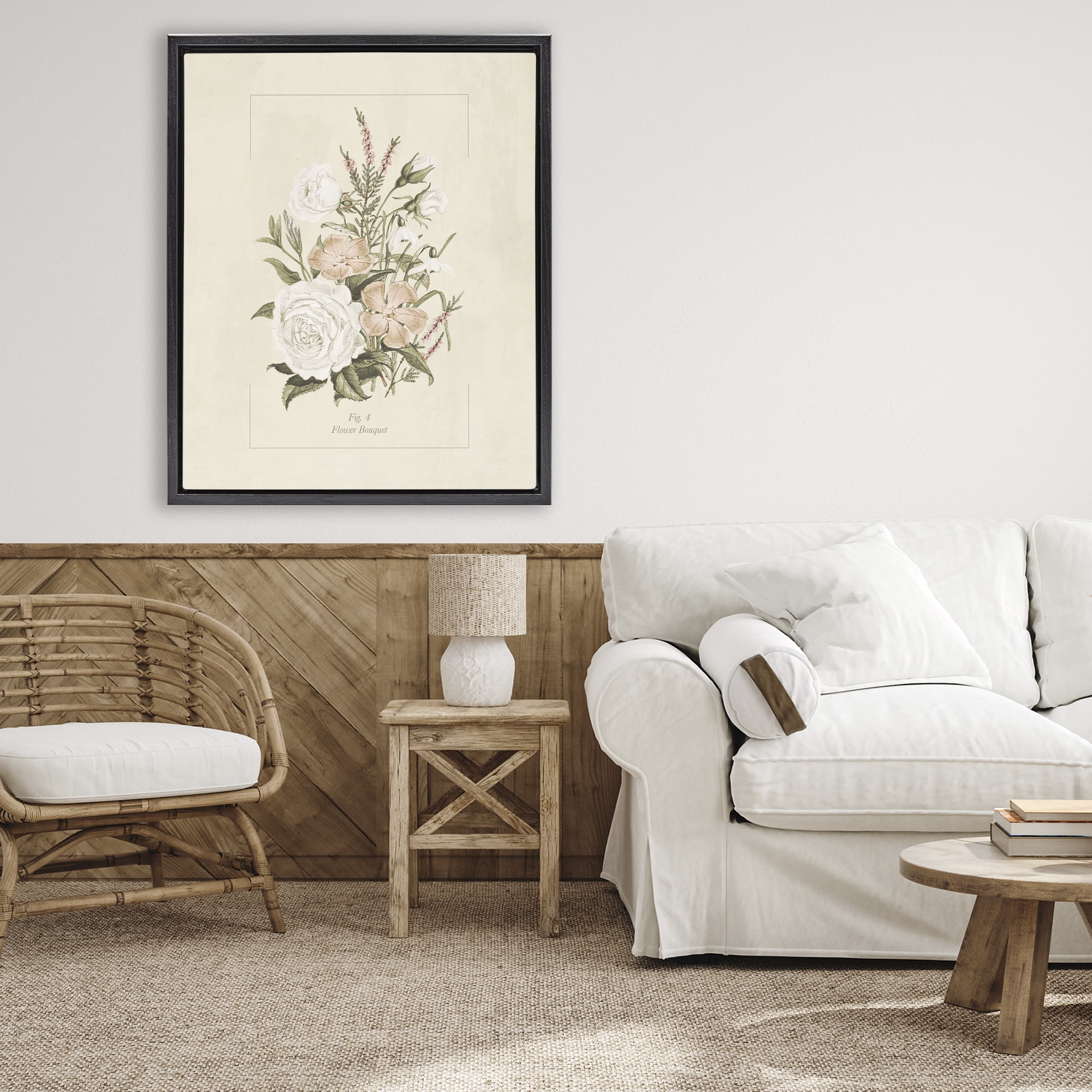 Stupell Industries Neutral & Soft Bouquet Study Black Framed Floater Canvas Wall Art, design by Dan Meneely
