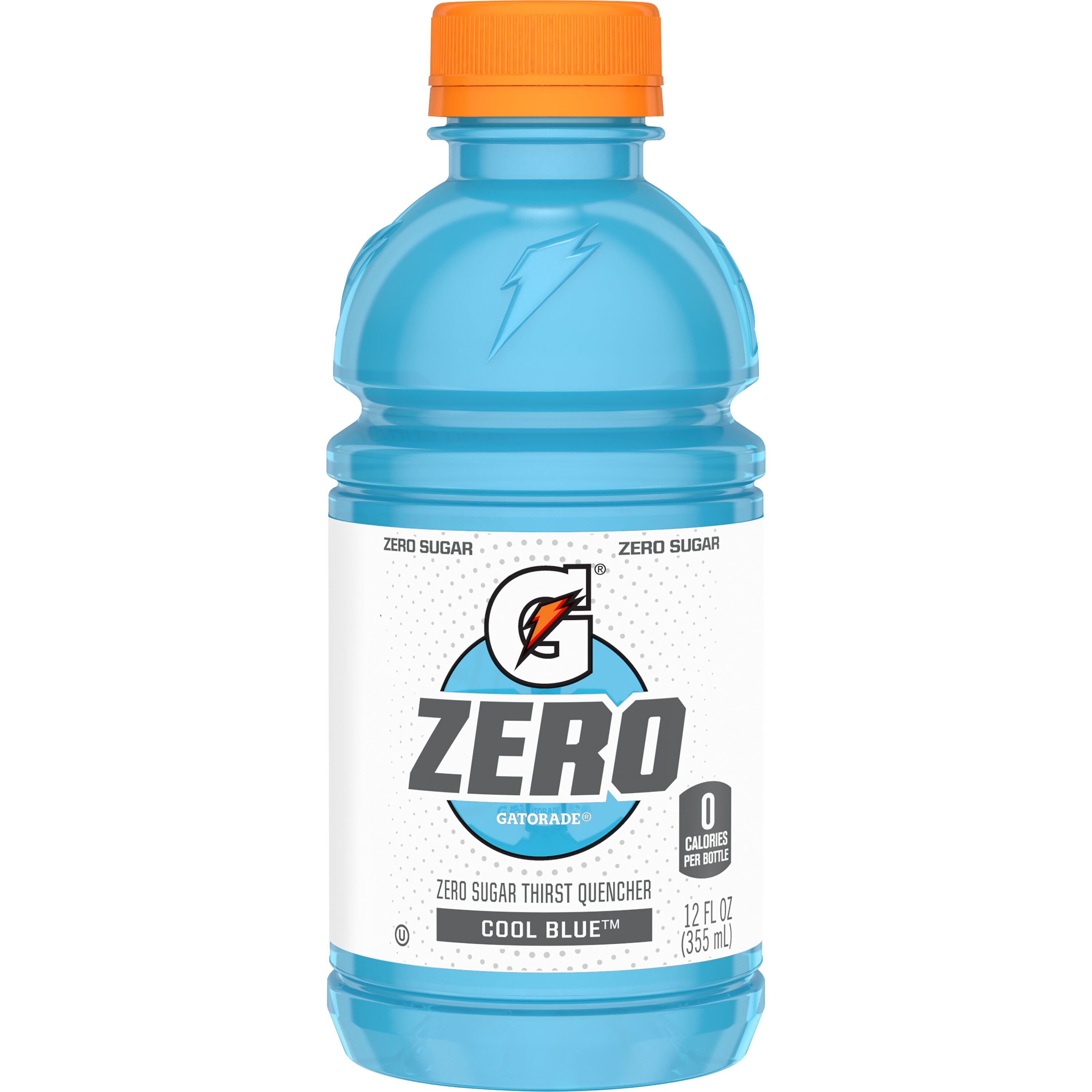 Gatorade Zero Sugar Thirst Quencher Cool Blue Sports Drinks, 12 fl oz, 12 Count Bottles