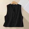 thumbnail image 2 of Trendy Tops For Women 2025 Sevevn Womens Linen Vest Tops Casual Button Down Sleeveless Blazer Spring Jackets Summer Tops For Women, 2 of 9
