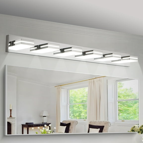 6-Light LED Vanity Light Wall Sconce with Rotatable Heads, Matte Chrome Finish Modern