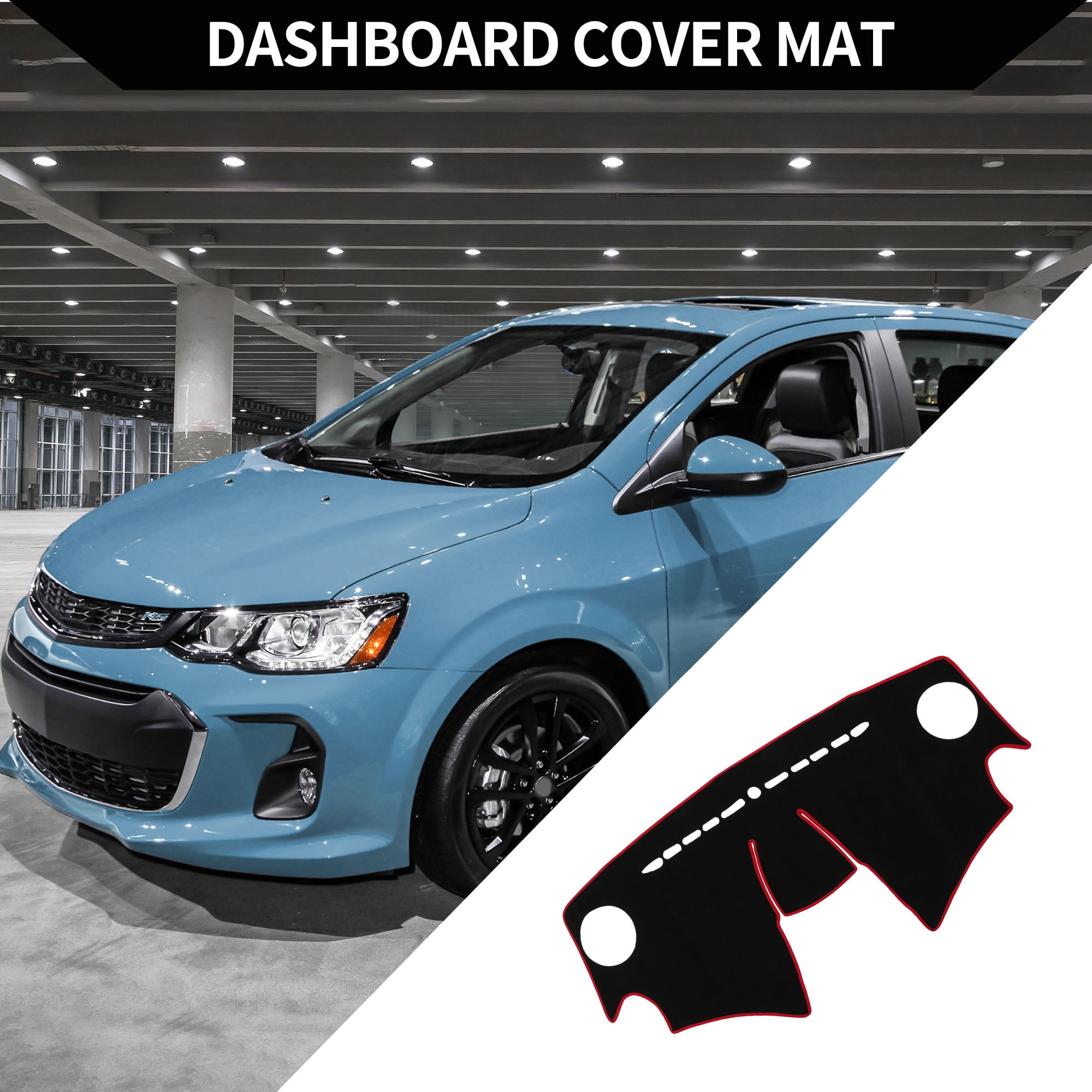 Unique Bargains Dash Cover for Chevrolet Spark 2013-2015 Non-Slip Polyester Silicone Red