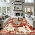 thumbnail image 3 of Red Large Area Rugs 8x10 ft Modern Abstract Gradient Red Geometric Texture Washable Rug Non Slip Indoor Carpet Absorbent Floor Mat for Living Room Bedroom Dining Room, 3 of 9