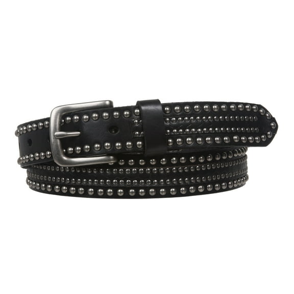 1 1/8" Snap on Riveted Nailhead Studded Solid Cowhide Leather Jean Belt