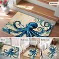 thumbnail image 5 of 2x3 Ft Entryway Area Rug, Vintage Blue Octopus Kitchen Rug Runner Washable Floor Mat, Summer Coastal Ocean Wave Non Slip Indoor Door Mat Throw Carpet for Bathroom Living Room Bedroom, 5 of 8