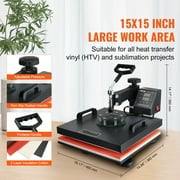 KFFKFF Heat Press Machine, 15x15in 2 in 1 Clamshell Sublimation Transfer Printer with Teflon Coated, Digital Precise Heat Control, Large Powerpress for T-Shirt Hat Cap