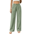 thumbnail image 3 of Women's Wide Leg Pants Solid Color High Waist Palazzo Trousers with Pockets Loose Fit Wrinkle Free Pants, 3 of 7