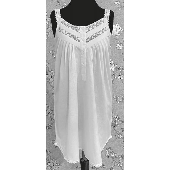 SoieRose 100% White Cotton Sleeveless Nightgown with Straps - SR-1097