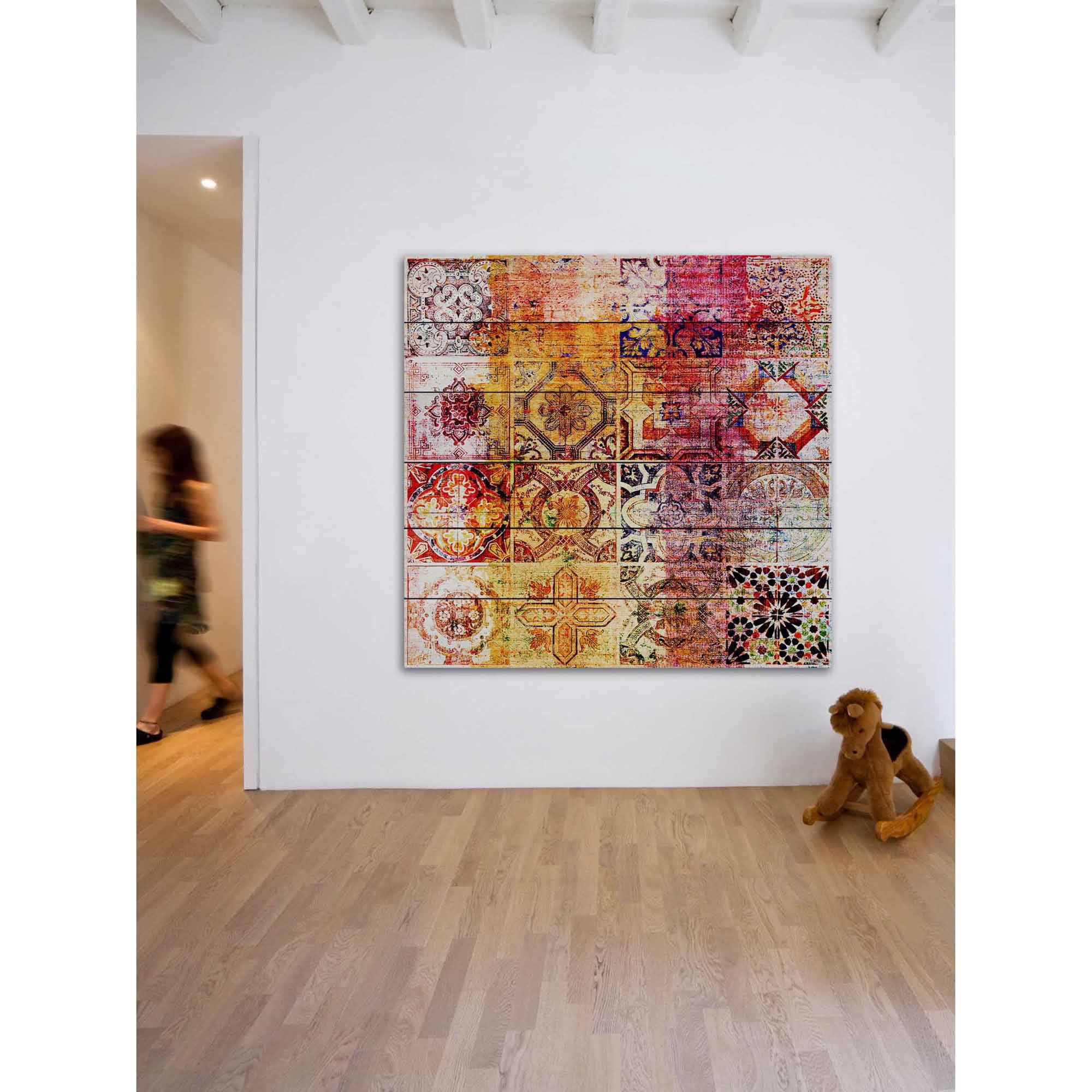 Parvez Taj  'Nador' Painting Print on White Wood - Multi-Color 32 x 32