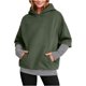 thumbnail image 3 of RKSTN Hoodies for Women Oversized Cuff Stripe Splicing Fake Two Pieces Hooded Sweatshirts Top Womens Casual Plus Size Loose Fits Comfy Hood Sweatshirts with Pockets Fall Spring Clothes, 3 of 10