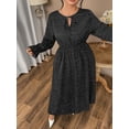 thumbnail image 5 of AURA Plus Size Women’s Dress Polka Dot Chiffon Long Sleeve Office Wear 0XL–4XL, 5 of 7