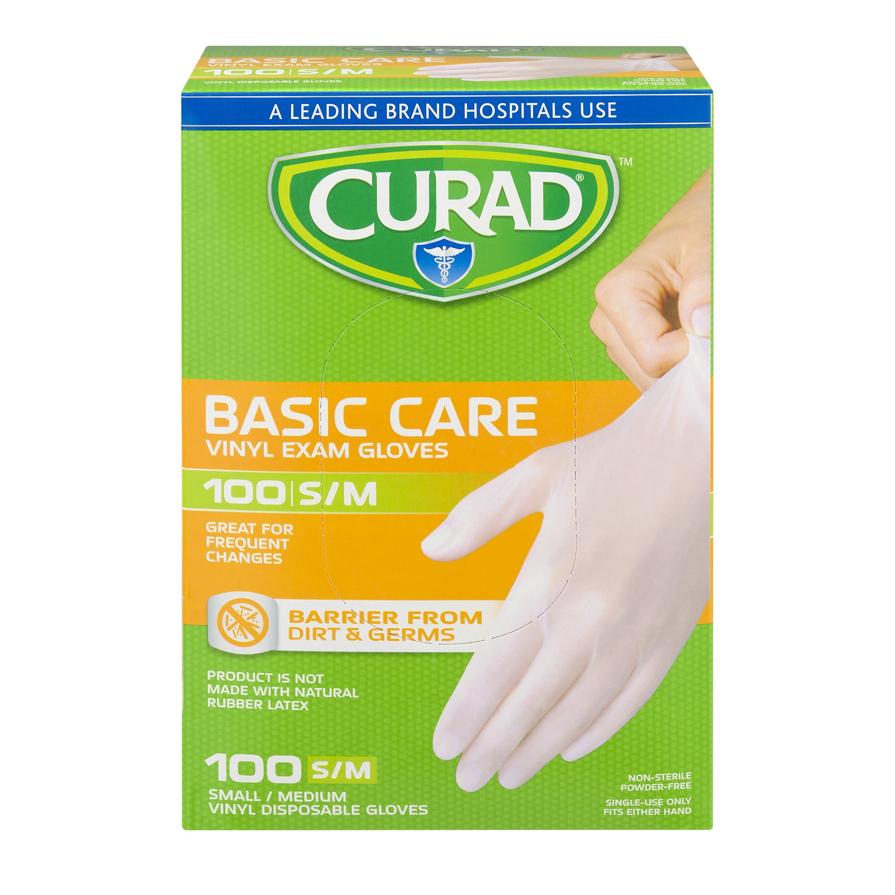 Curad Basic Care Vinyl Exam Gloves, Small/Medium, 100 count Walmart