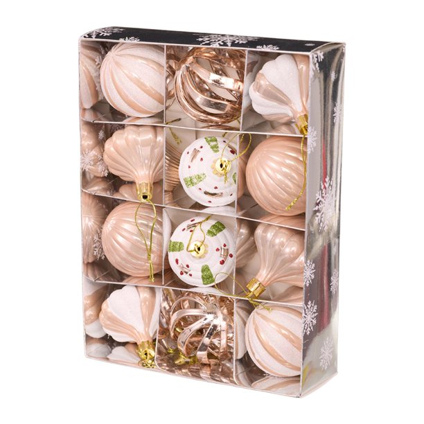12 bolas navideñas, adornos navideños, adornos colgantes DIY para Navidad. Color champán