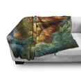 thumbnail image 3 of Cats Soft Flannel Fleece Throw Blanket, Fantasy Painting Radiant Orange Cartoon Cat Peacock Feather Bird Dreamy, Cozy Plush for Indoor and Outdoor Use, 50" x 60", Orange Green Blue, by Ambesonne, 3 of 6
