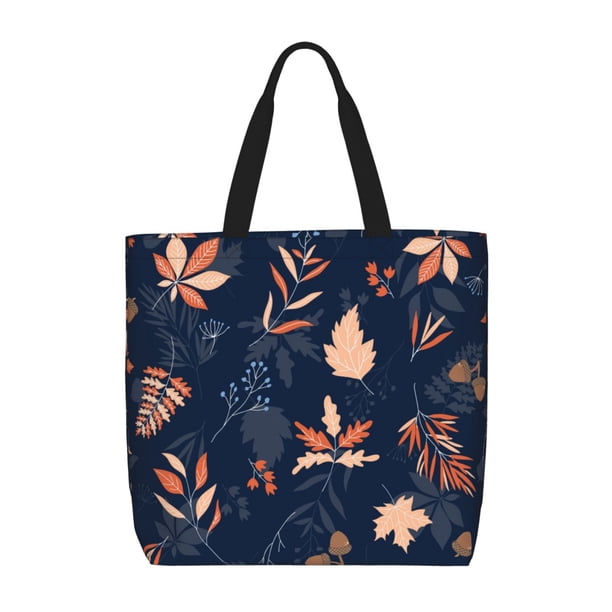 Easygdp Autumn Leaves With Blue Bolsa Tote para Mujer, Bolso de Hombro para Trabajo, Playa, Viajes, Compras y Supermercado