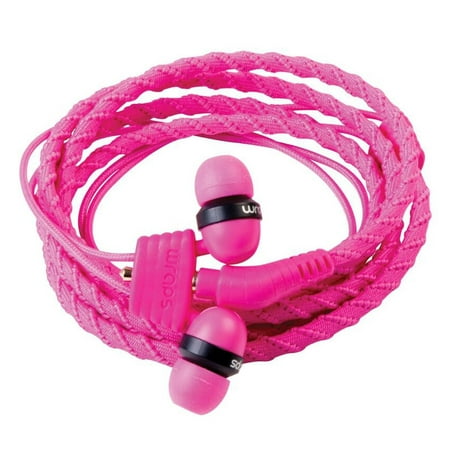 Wraps Wearable Braided Wristband Headphone Earbuds, Classic Pink (Best Way To Wrap Headphones)
