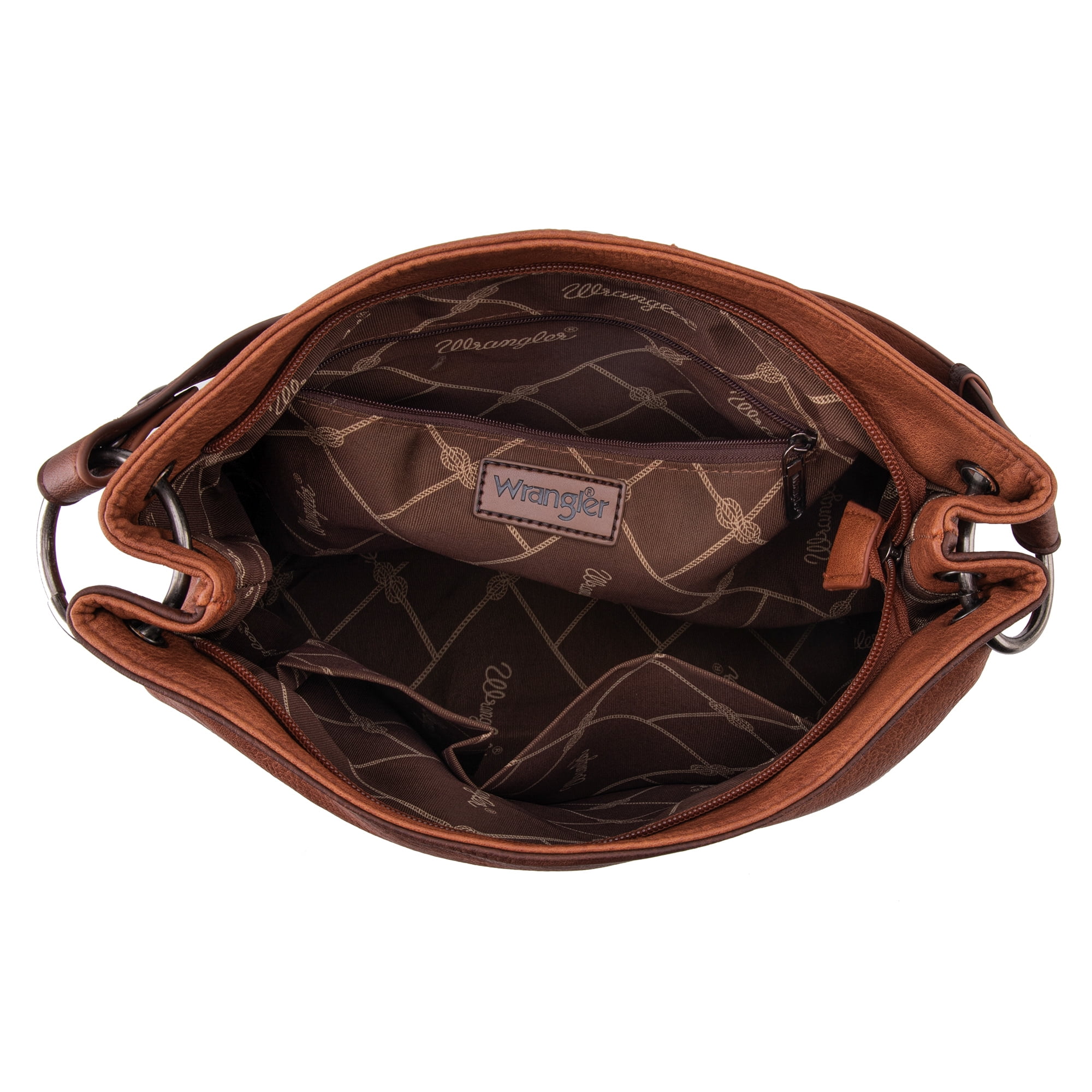 Wrangler Hobo Bags for Women Vegan Leather Top Handle Shoulder Purses and Handbags, Brown