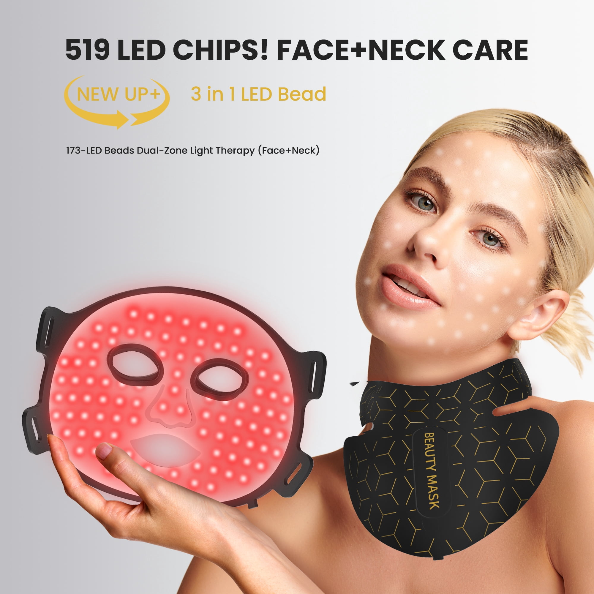 EASYINBEAUTY Red Light Therapy for Face & Neck, Hands-Free Silicone for Anti-Aging, Acne,Wrinkle Reduction & Sensitive Skin During Yoga or Work