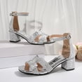 thumbnail image 6 of hoksml Women's Glitter Block Heel Sandals Peep Toe Ankle Strap Summer Party Dressy Shoes for Ladies, 6 of 9