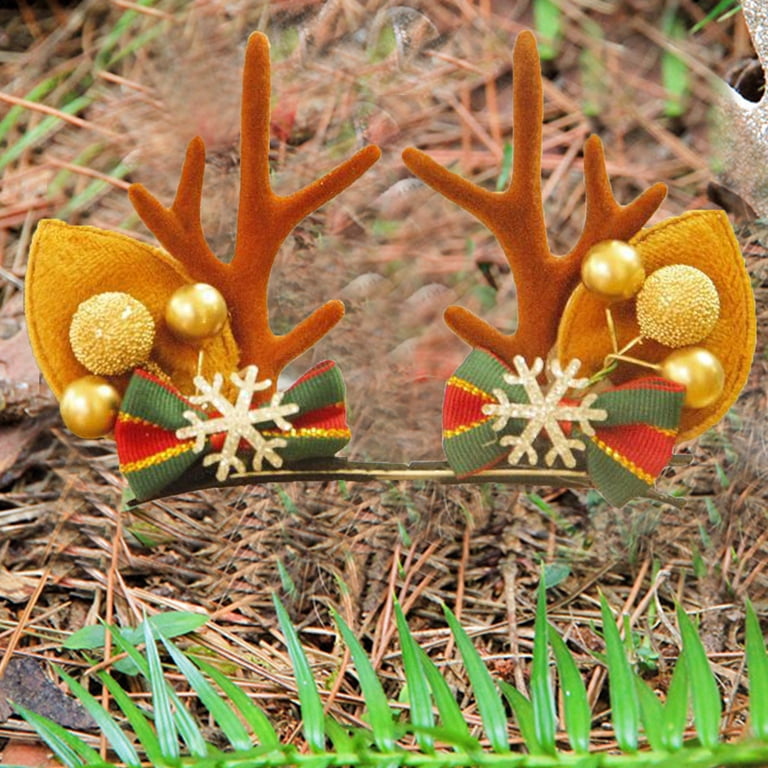 BSJJY Christmas Reindeer Antlers Headband Hair Clips Hair 