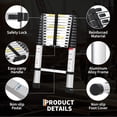 thumbnail image 3 of YUSAZENS Aluminum Telescoping Single Ladder, 15.5ft, No Hook Design, Durable Lightweight Retractable Ladder, 3 of 8