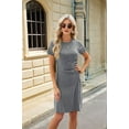 thumbnail image 4 of Women'S Short Sleeve Ruched Casual Sundress Midi Bodycon T Shirt Dress Gray XXL, 4 of 9