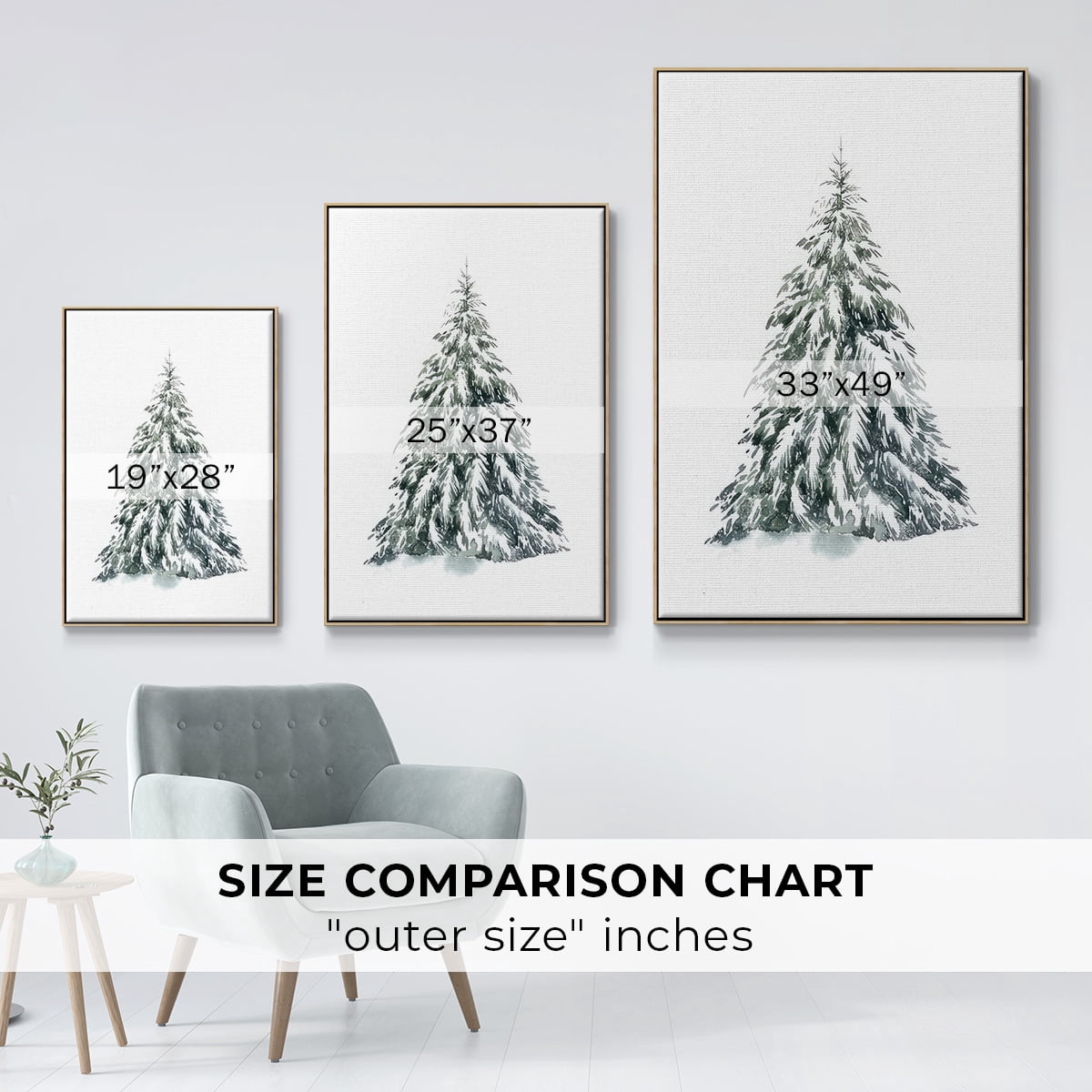 Blue Spruce I - Framed Gallery Wrapped Holiday Canvas - 17 x 25 - Natural Wood Frame