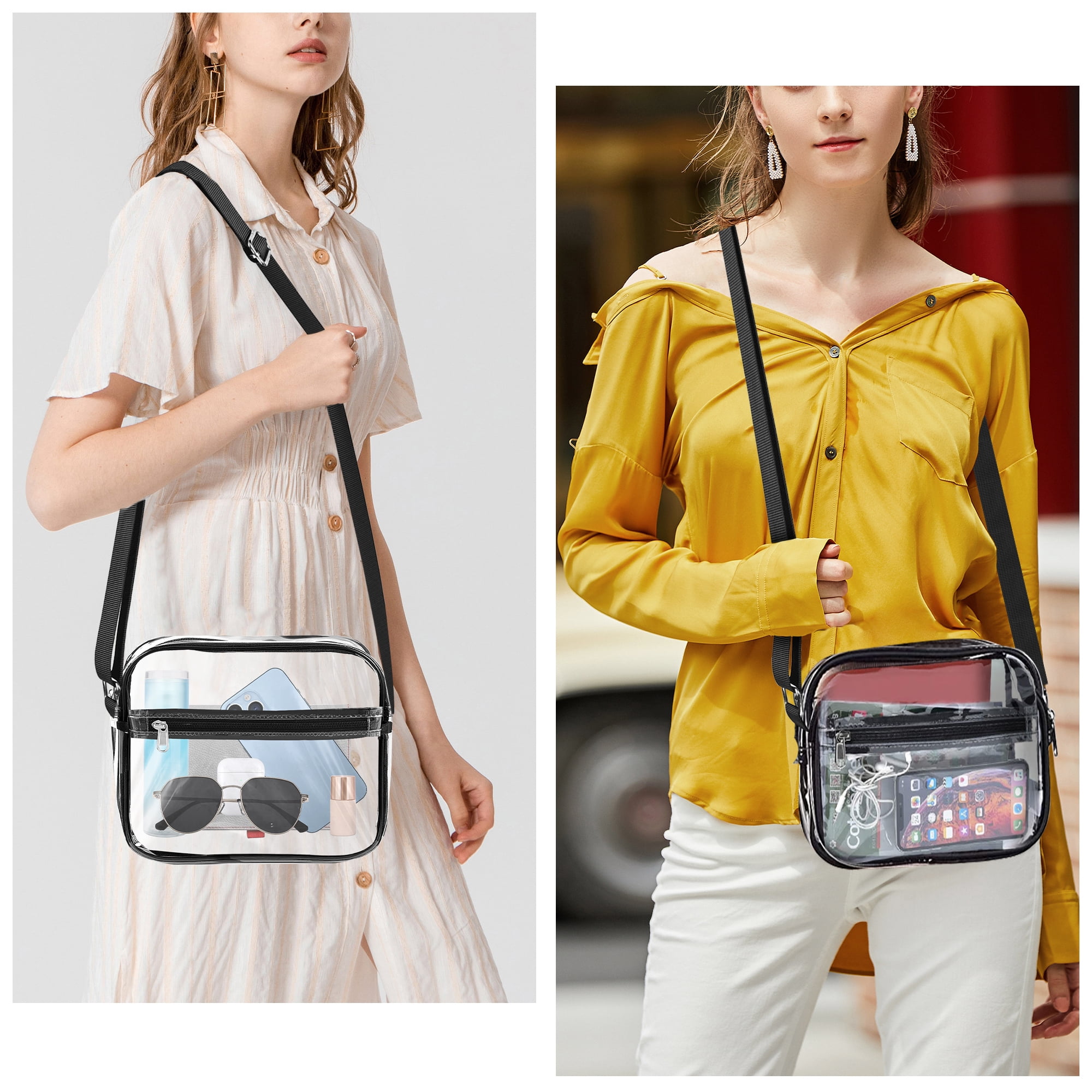 TSV Stadium Approved Clear Crossbody Bag, Waterproof Shoulder Purse Bag with Adjustable Strap for Concerts