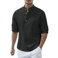thumbnail image 1 of PMUYBHF T-Shirts Graphiques pour Hommes Mode Décontractée Printemps et Automne Couleur Unie Col à Boutons Manches Longues, 1 of 6