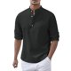 thumbnail image 1 of Camisas De Para Hombre Moda para hombre Casual Primavera y otoño Moda Color sólido Botón Manga larga Cuello Camisa Top (Black, 5XL), 1 of 6