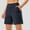 Navy, variant on Hrsba High Waisted Wide Leg 5 Inch Length Yoga Shorts with Pockets for Women Solid Color Stretchy Breathable Summer Exercise Workout Active Wear Bottoms