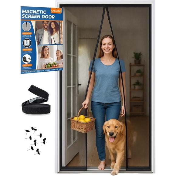 Screens Doors Screen Door Mesh Magnetic Closure 100cmX220cm, Self Closing Fiberglass Mosquito Net with Magnet for, Heavy Duty Bug Fly Curtain for Doorway, Keep Bugs Out, Pet Friendly