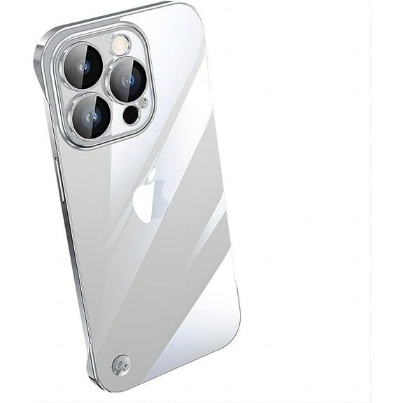 Compatible with iPhone Case,Luxury Electro Plated Frameless Crystal Clear Hard PC Camera Lens Protective,Ultra Thin Slim Fit Shockproof Cover Phone Case (Silver,iPhone 16 Pro Max)