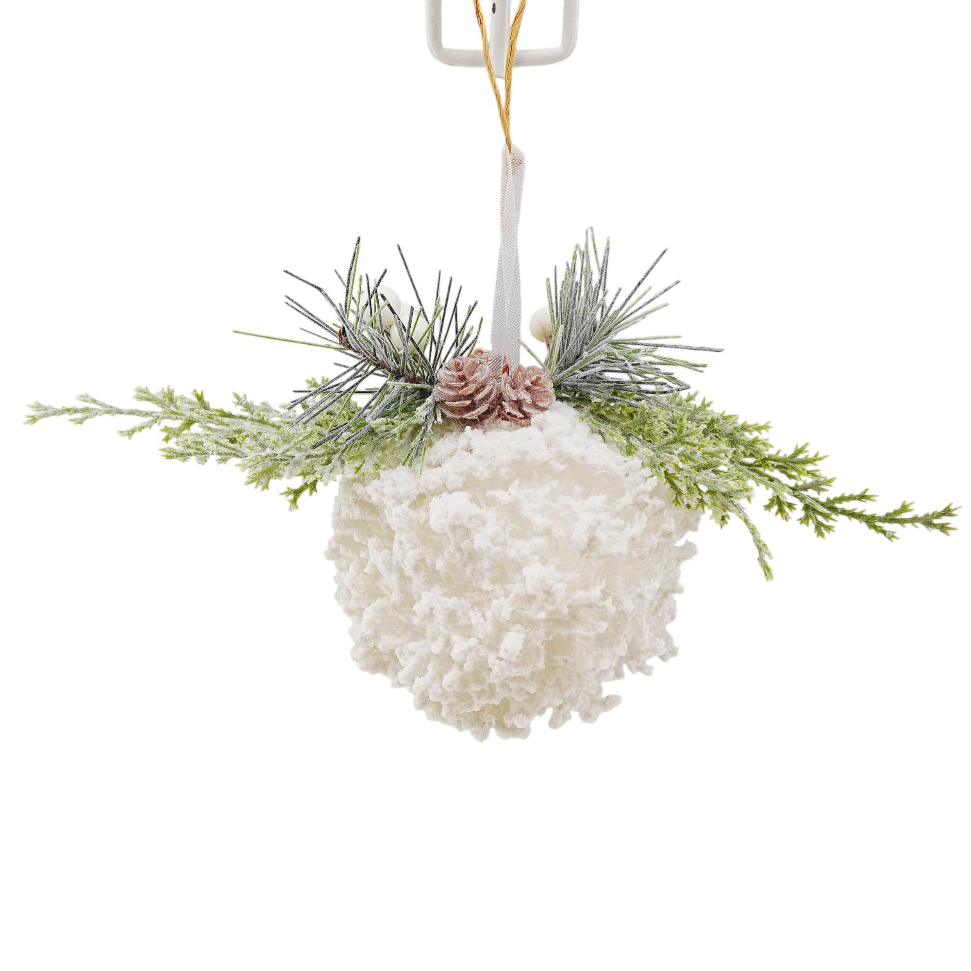 Holiday Time Ornement Boule De Neige Blanche Avec Pin
