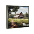 thumbnail image 4 of Stupell Industries Farmhouse Barn & Stream Landscape Painting Gray Floater Framed Canvas Art Print Wall Art, 31 x 25, 4 of 10