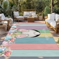 thumbnail image 2 of Easter Bunny Outdoor Rug for Patio/Deck/Porch, Non-Slip Large Area Rug 5 x 8 Ft, Cute Rabbit Eggs Flowers Colorful Wood Plank Indoor Outdoor Rugs Washable Area Rugs, Camping Rug Carpet Runner, 2 of 8