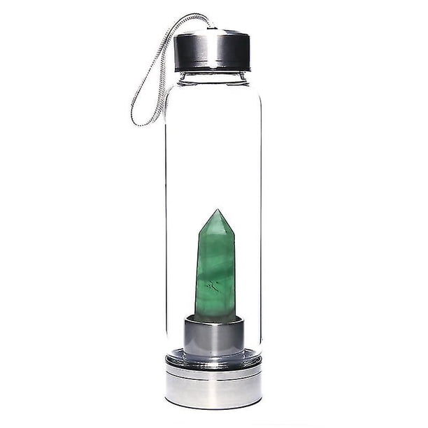 Botella de agua de cristal - recuperación natural - vidrio / acero inoxidable