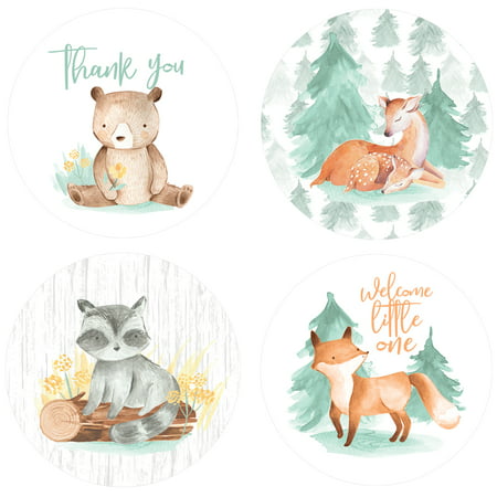 Woodland Baby Shower Stickers 40 Count Woodland Creatures
