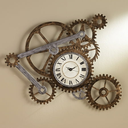 Southern Enterprises Elko Gear Wall Art with Clock