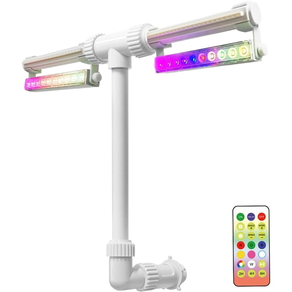 Solar Pool Fountain with Lights, 7 Color Changing Pool Light with Remote & Timer, Dimmable Dual-head Adjustable Pool Sprinkler Waterfall Fountain, Pool Decor for Above-Ground In-Ground Pools