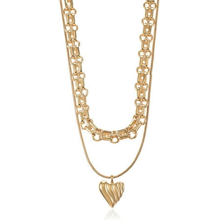 Time and Tru Goldtone 2 Row Heart Necklace, 1 Piece